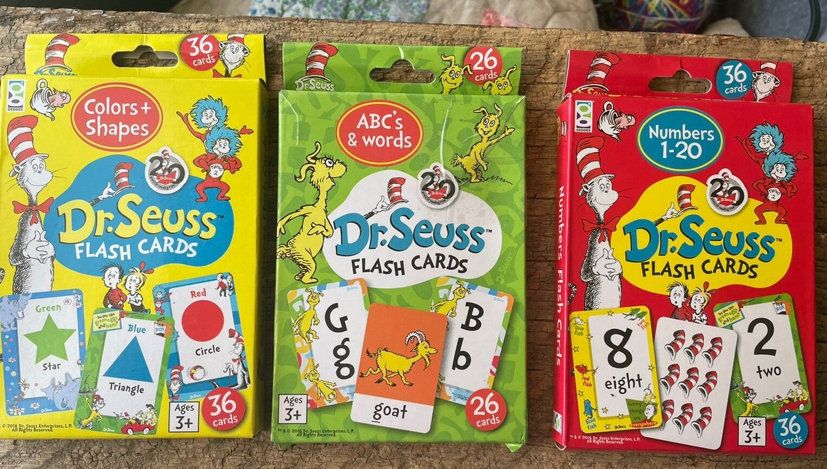 Dr Seuss Flash Cards Colors Shapes Numbers 1 20 ABC Words Lot Of 3 Decks EBay