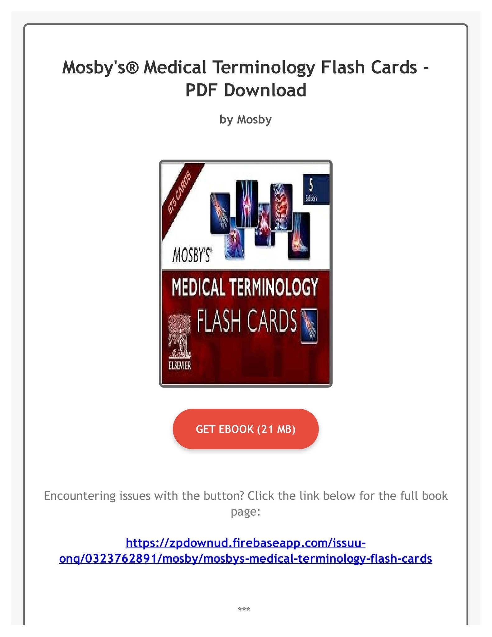 EBOOK Mosby 39 s Medical Terminology Flash Cards By Mosby By EthelynStreichrp Issuu