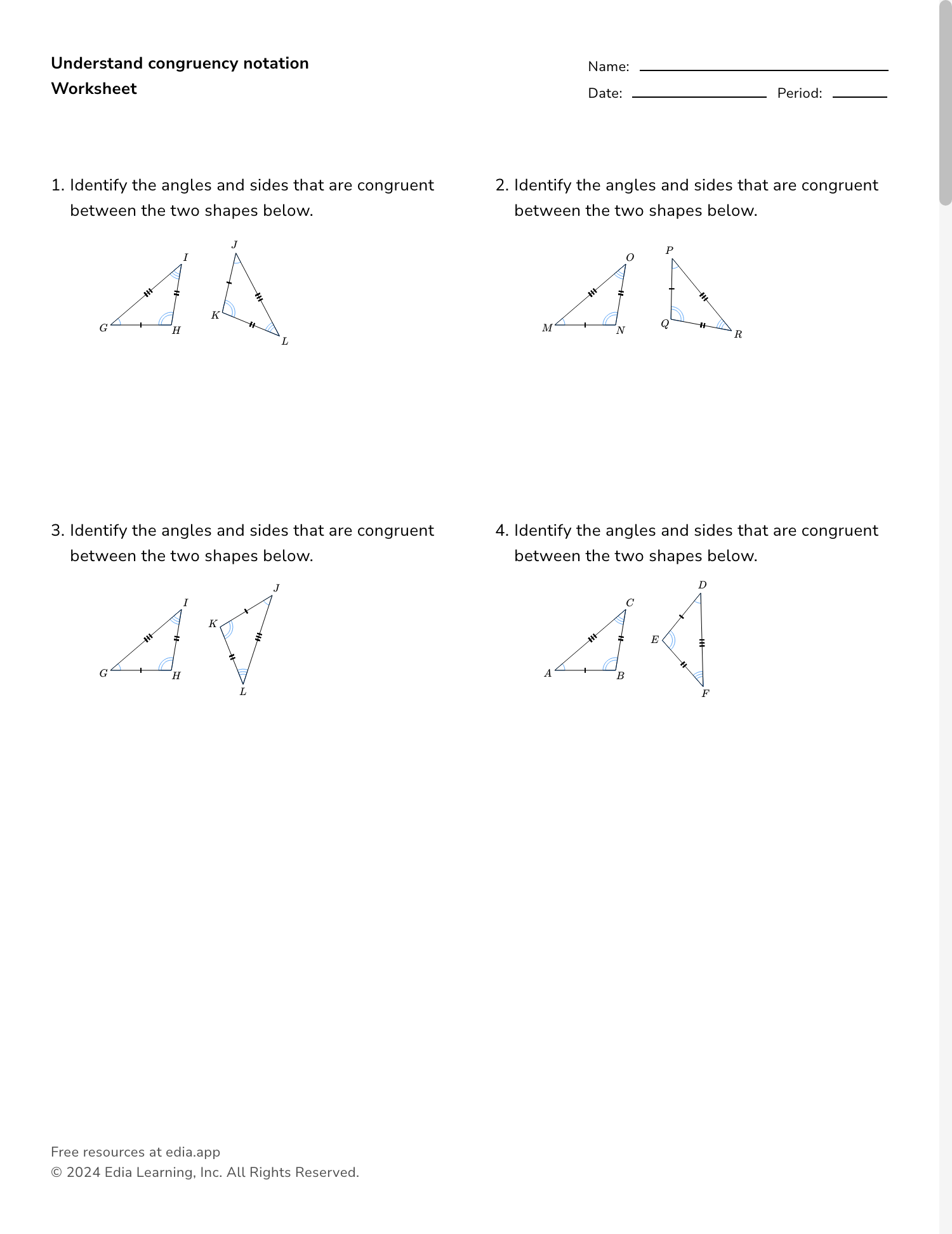 congruent triangles worksheet congruent triangles worksheet