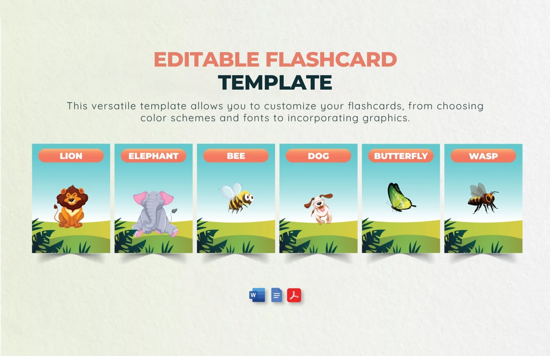 flashcard template for word