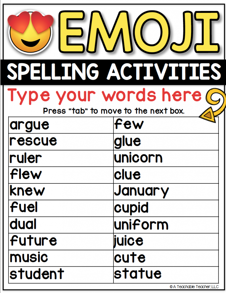 Editable Spelling Word Worksheets For ANY Word List 