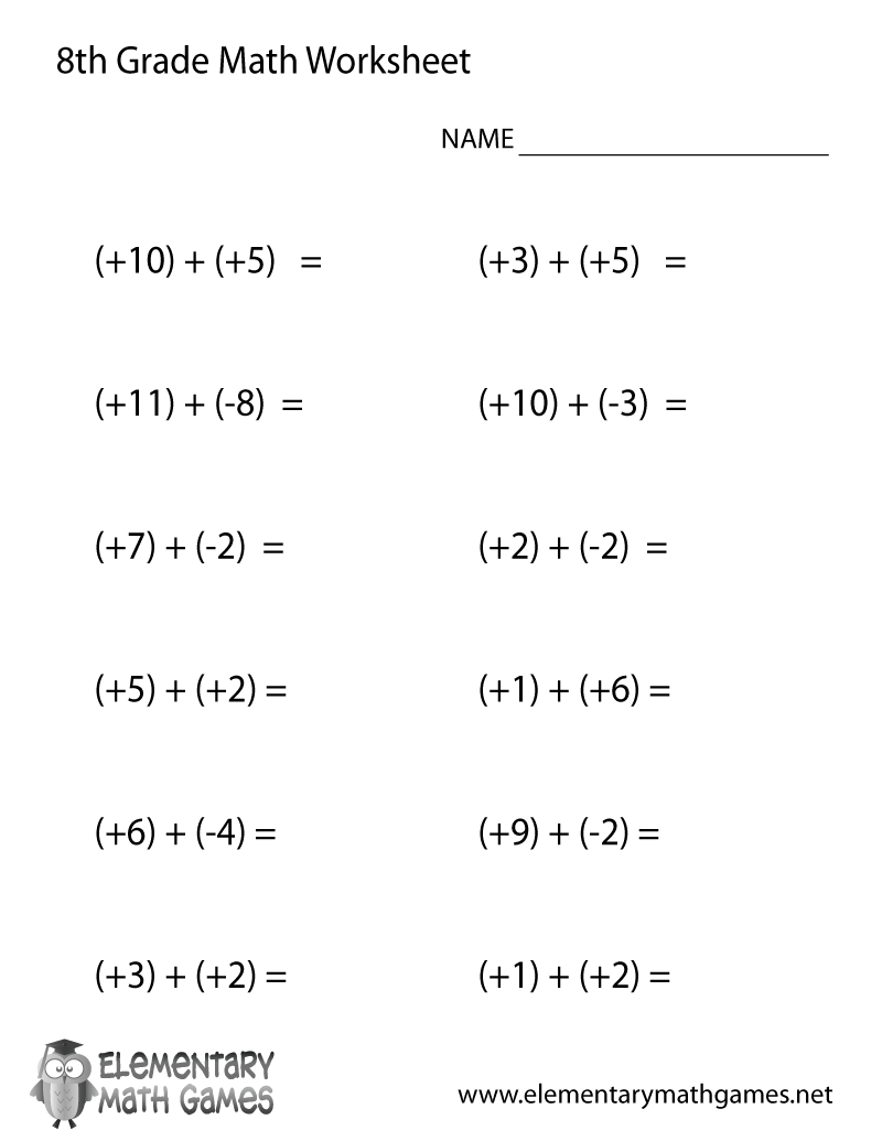 eighth grade math worksheets