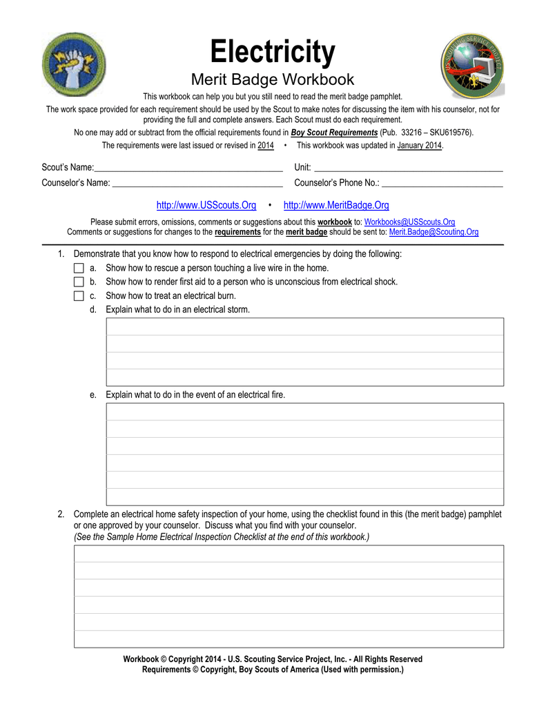 Electricity Merit Badge Workbook For Boy Scouts