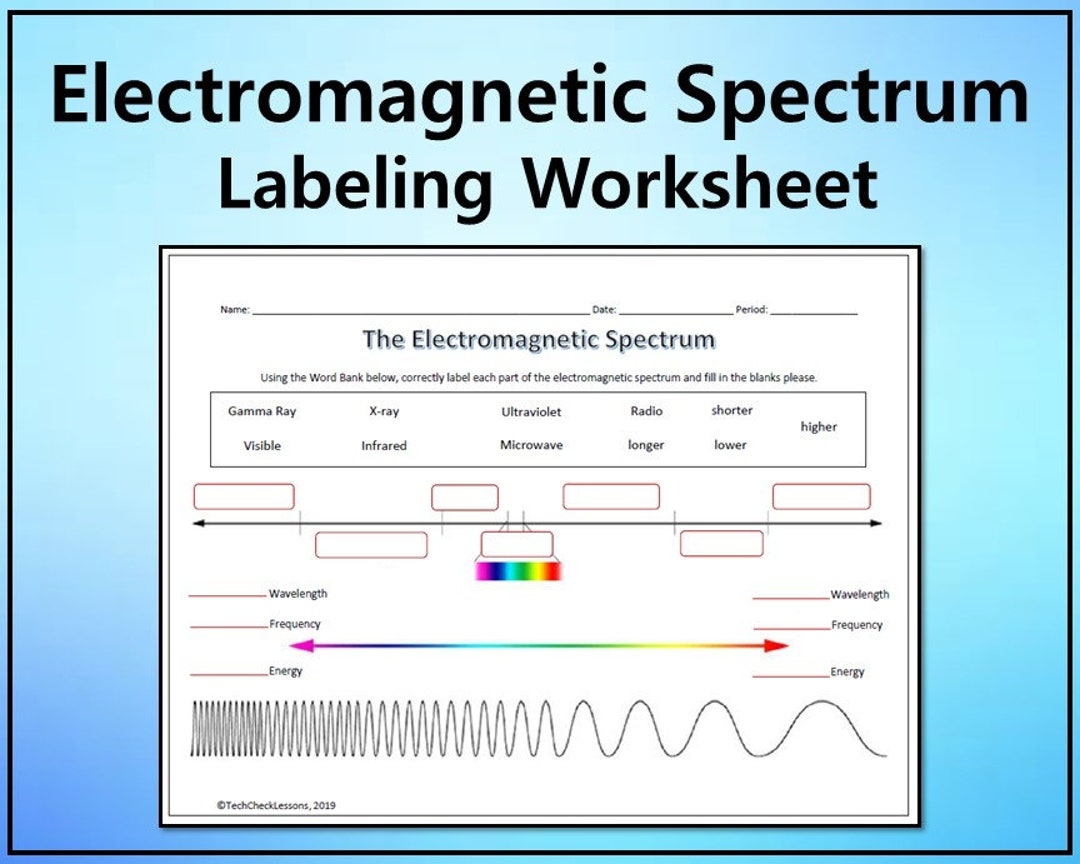 Electromagnetic Spectrum Labeling Science Worksheet DIGITAL DOWNLOAD editable Etsy