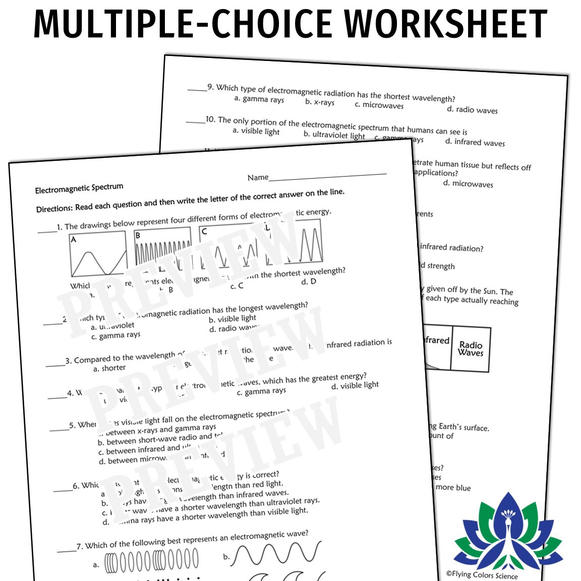 electromagnetic spectrum worksheet