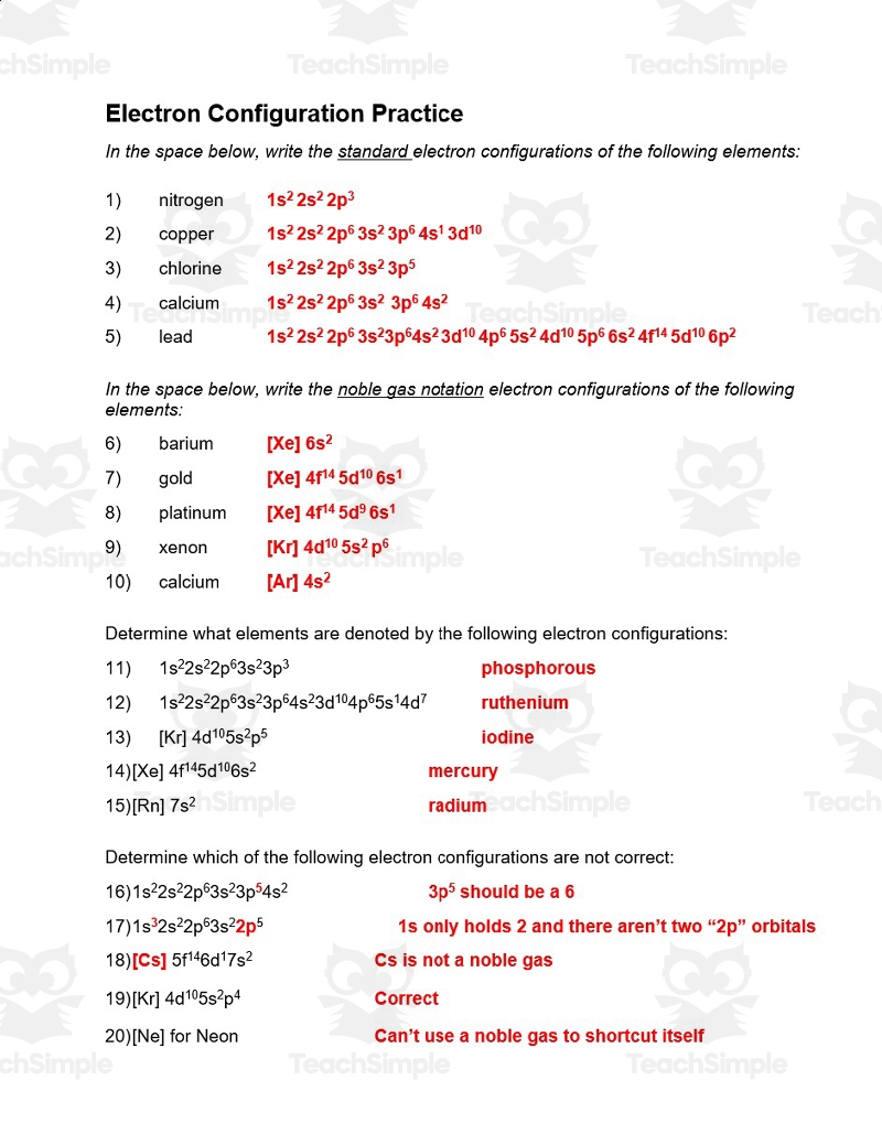 Electron Configuration Practice By Teach Simple
