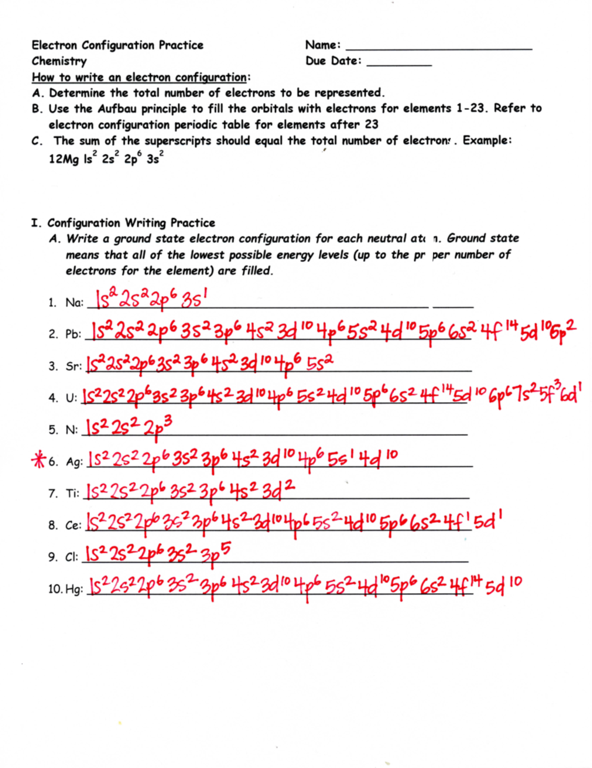 Electron Configurations Worksheet Practice Problems And Solutions Studocu