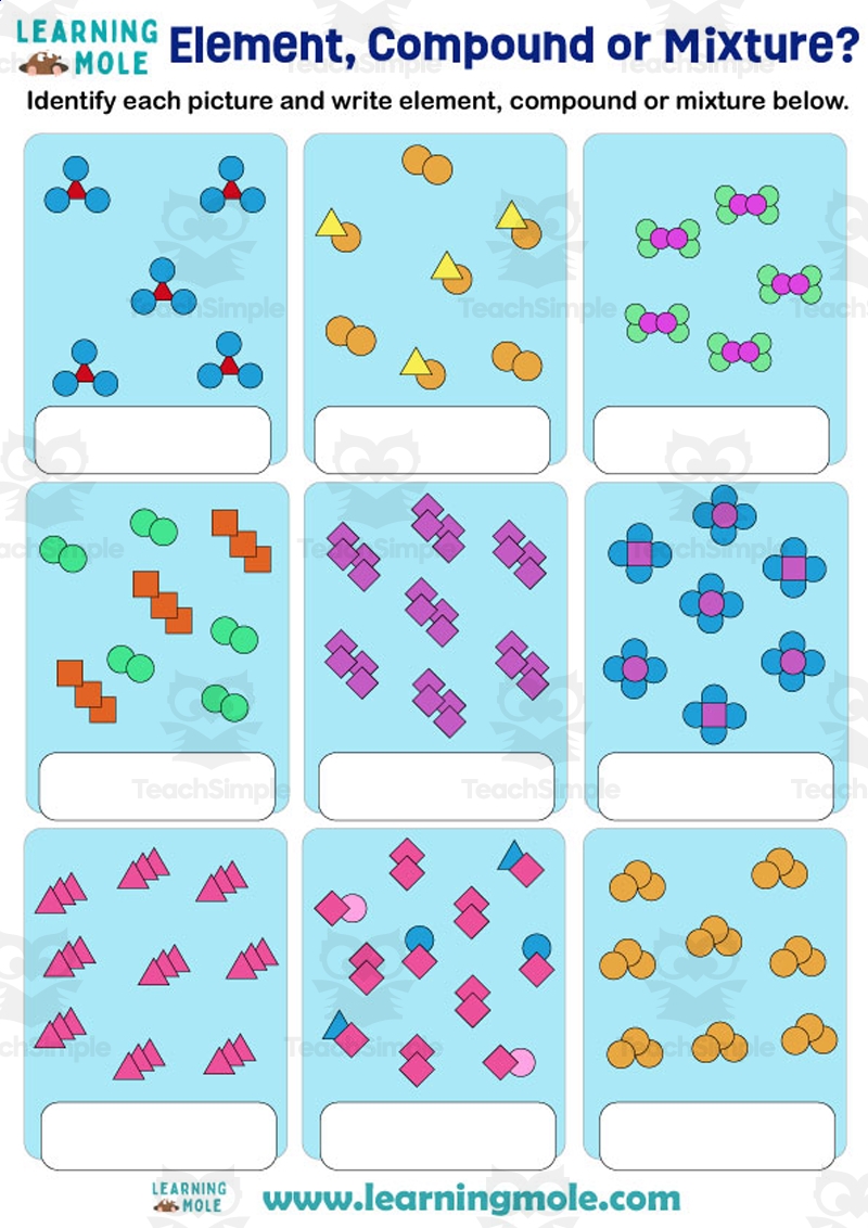 elements compounds and mixtures worksheet