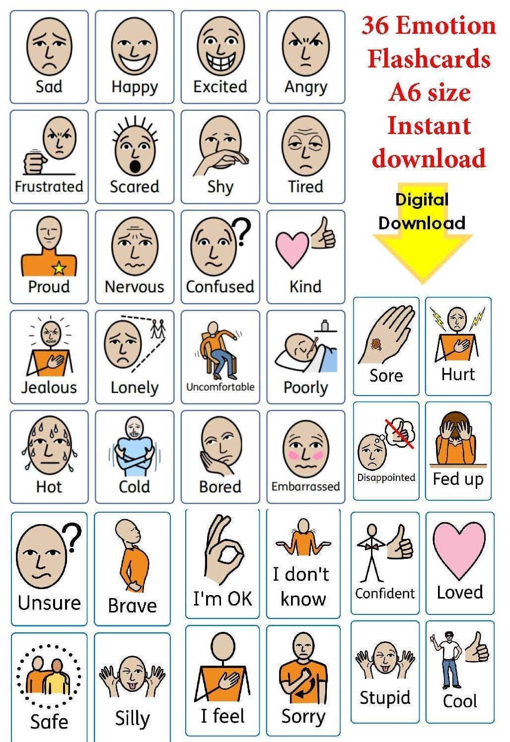 Emotion And Feeling Flashcards Autism SEN Now And Next Visual Aid Etsy UK