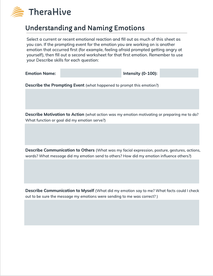 Emotion Regulation Worksheets