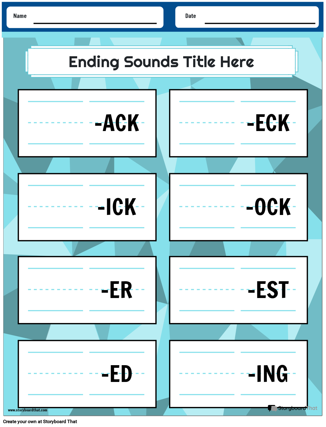 Ending Sounds Worksheets Create Yours With Storyboard That