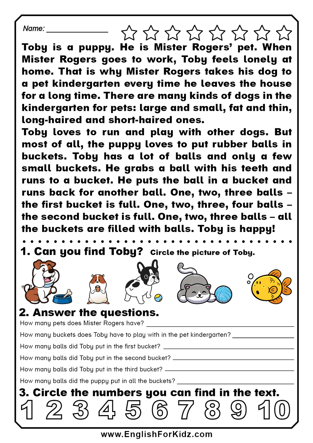reading worksheets printable
