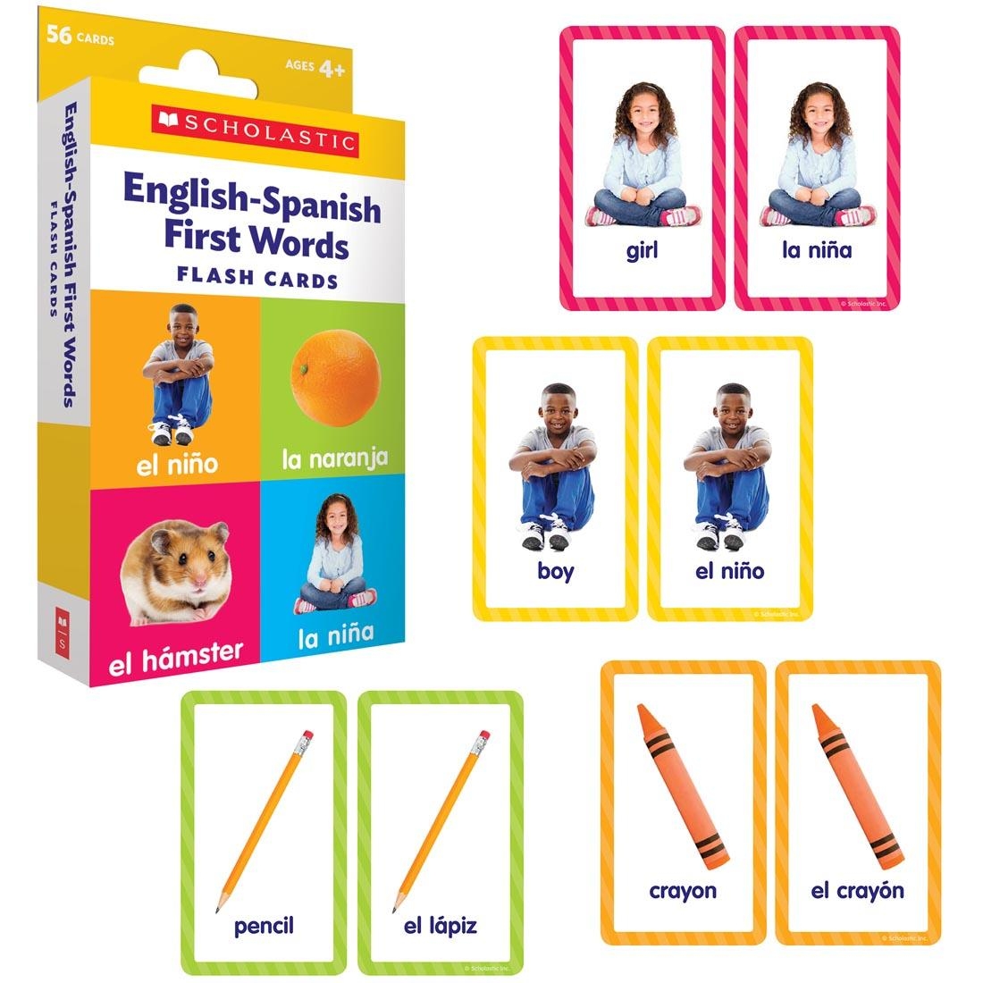 English Spanish First Words Flash Cards By Scholastic
