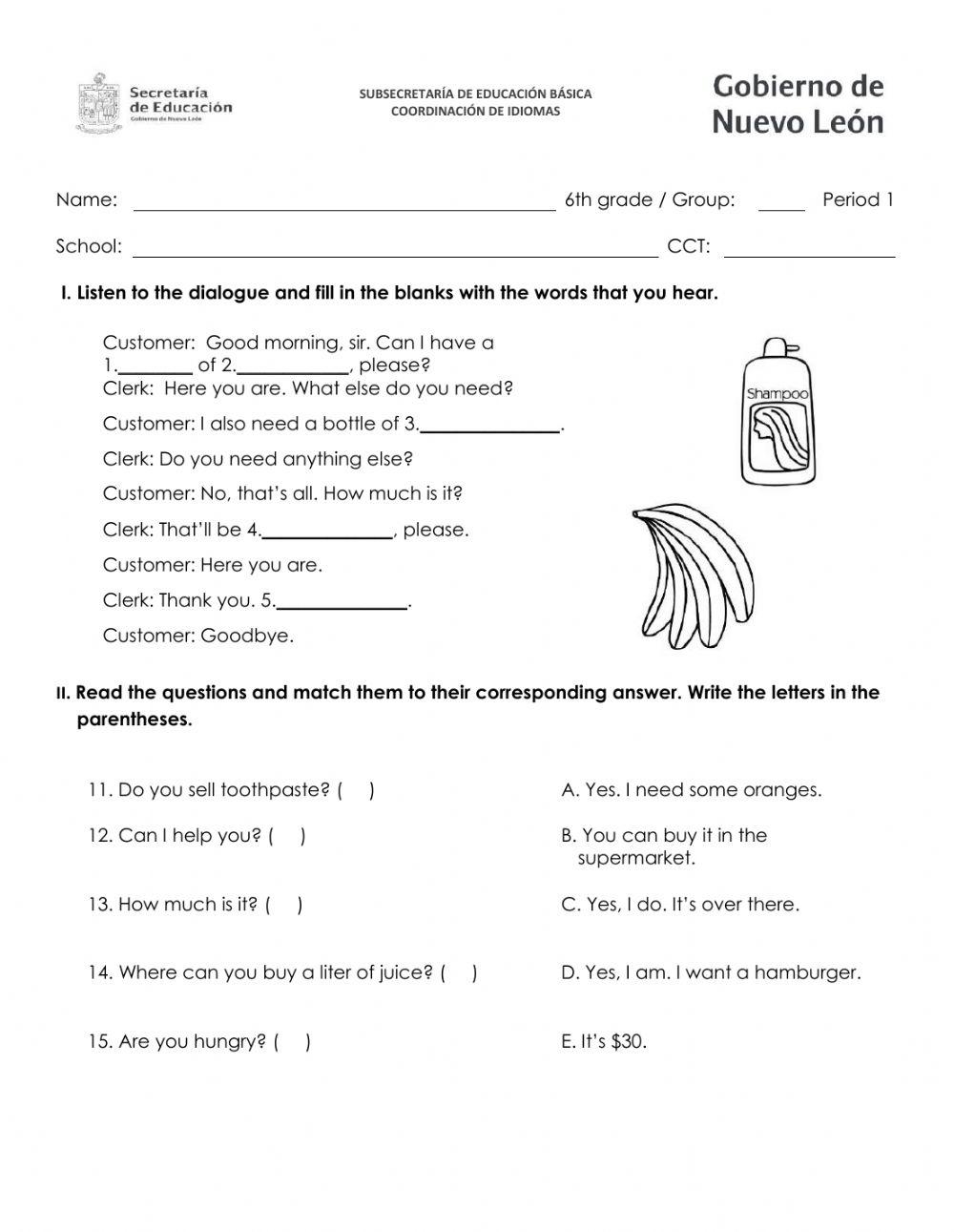 6th grade ela worksheets