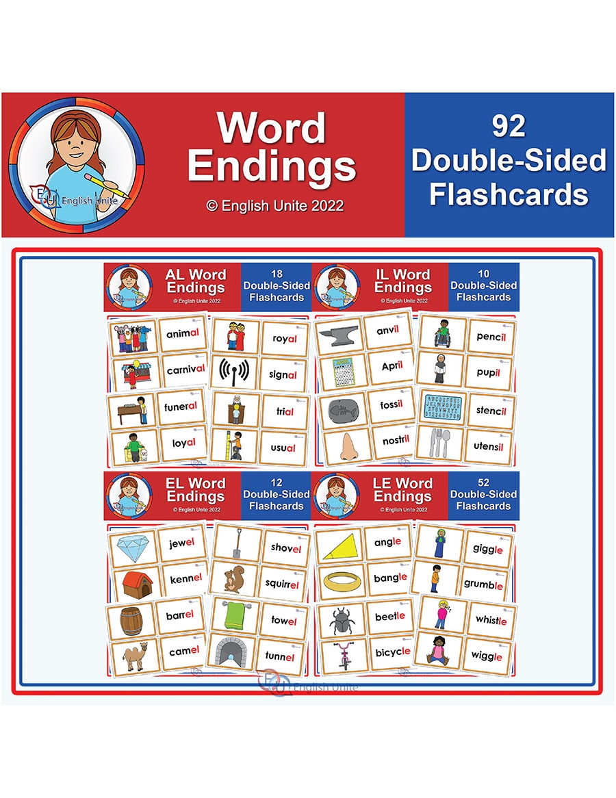 English Unite Flashcards Bundle Spelling Word Endings