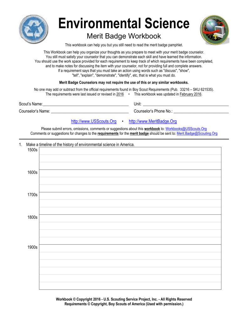 Environmental Science Merit Badge Workbook