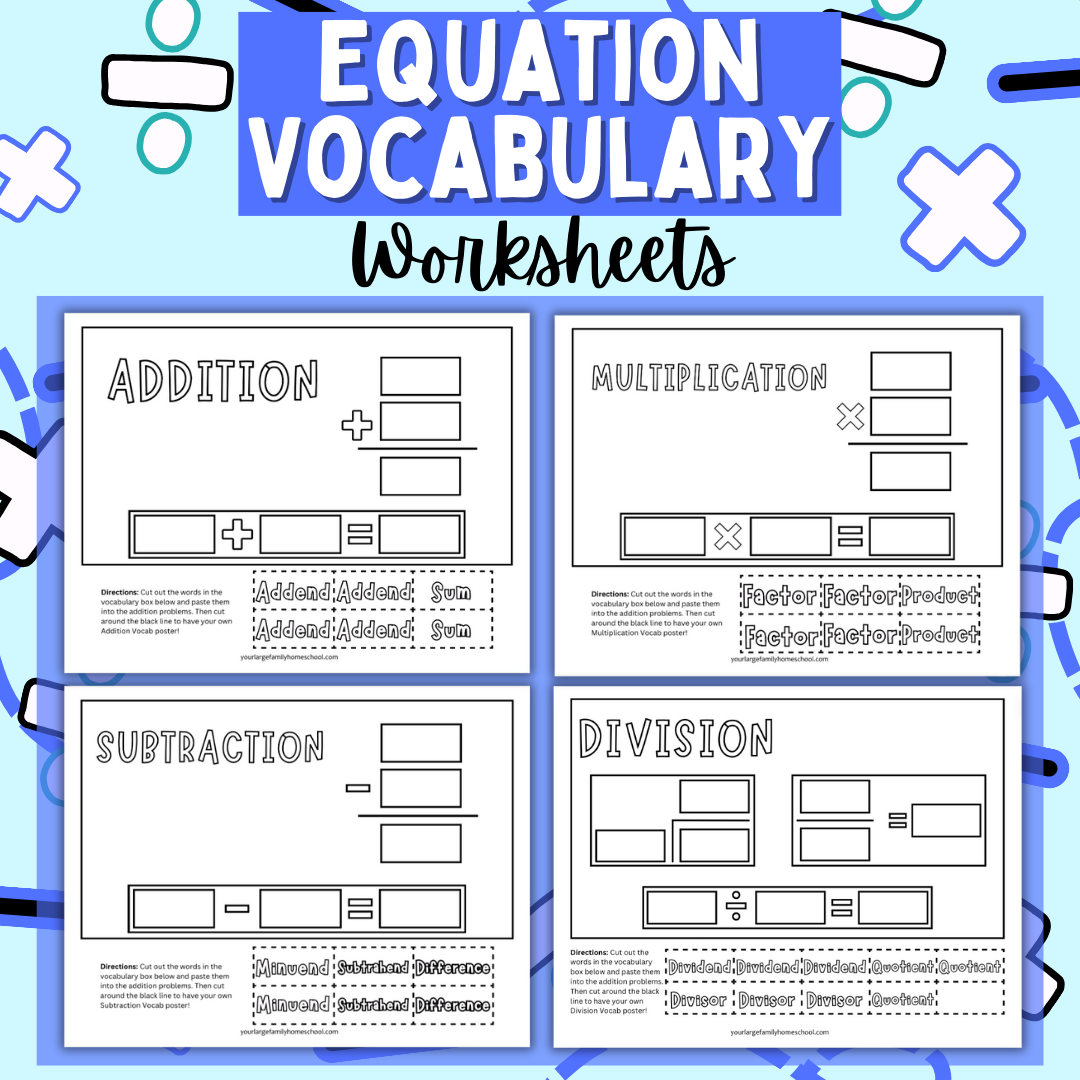 math vocabulary worksheets