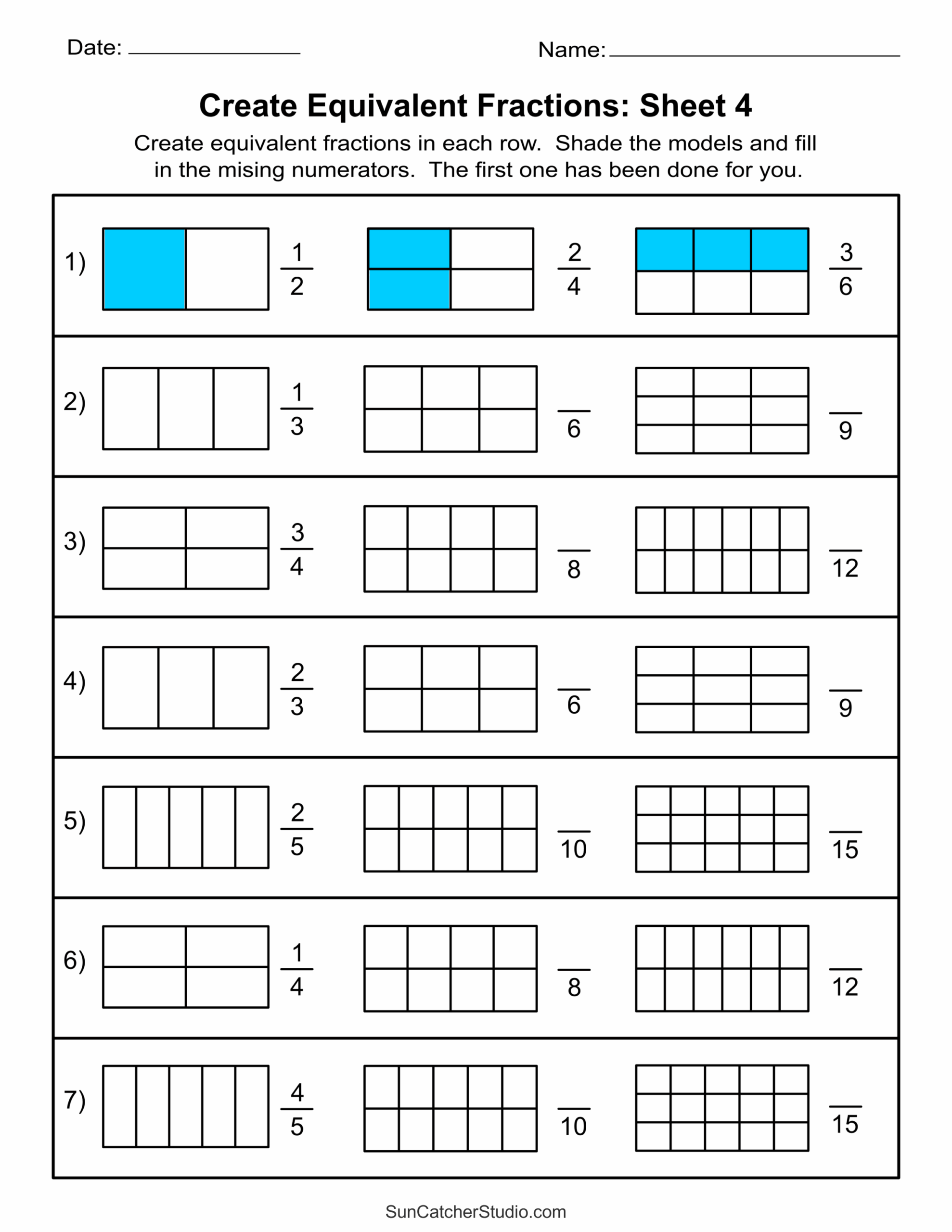 fraction worksheets for 3rd graders