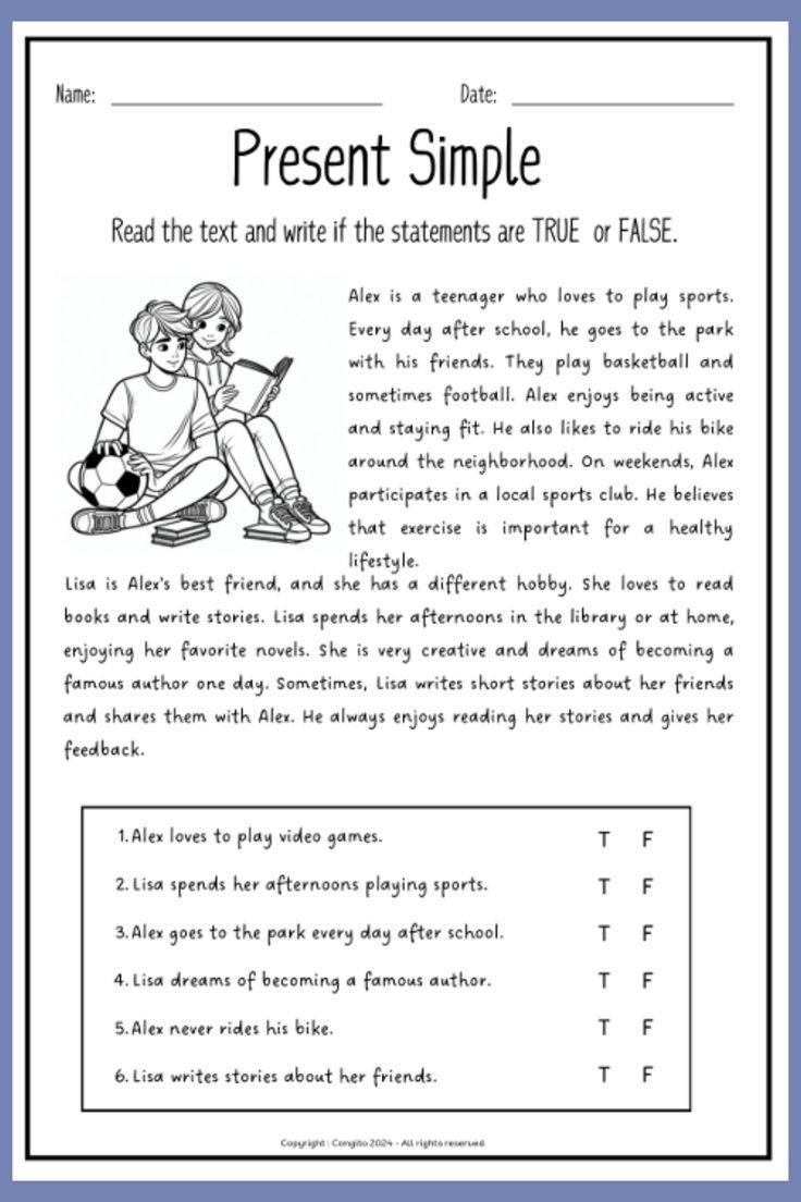 ESL Present Simple Worksheets Reading Comprehension English Grammar EFL TESOL