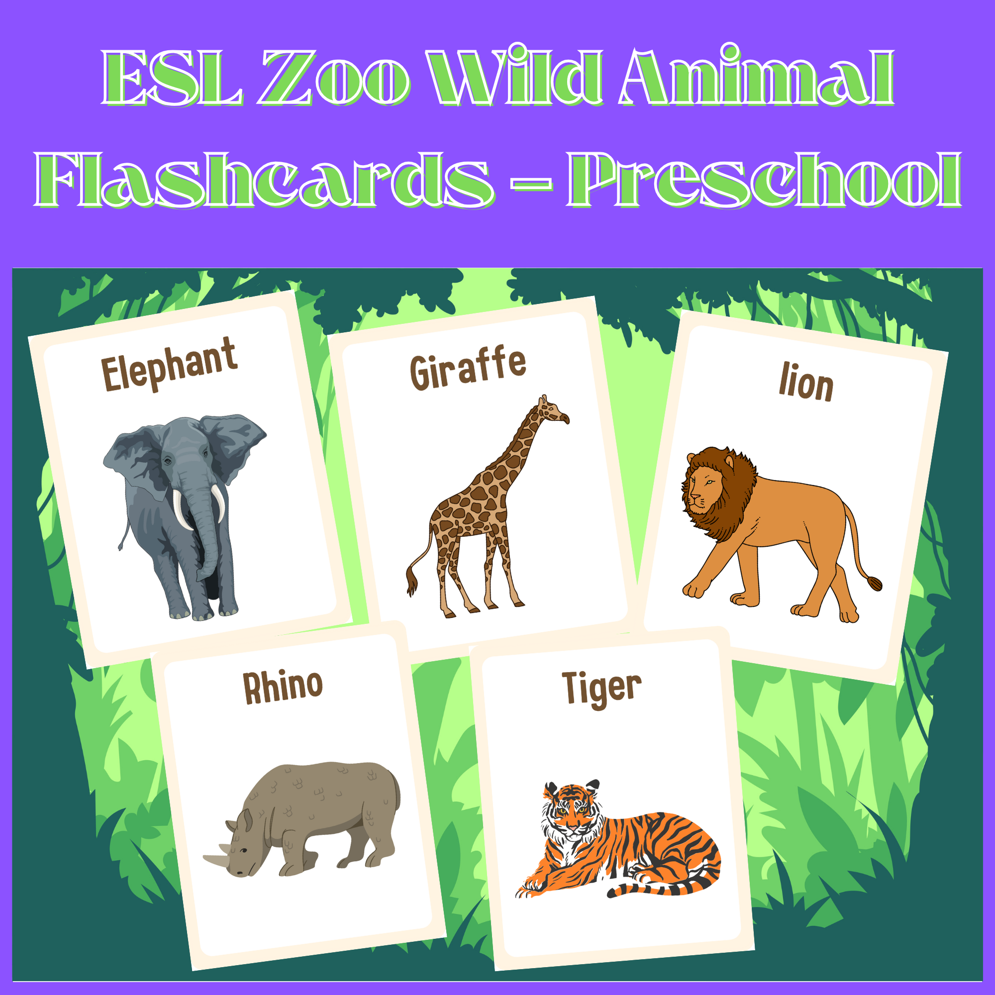 zoo animal flashcards