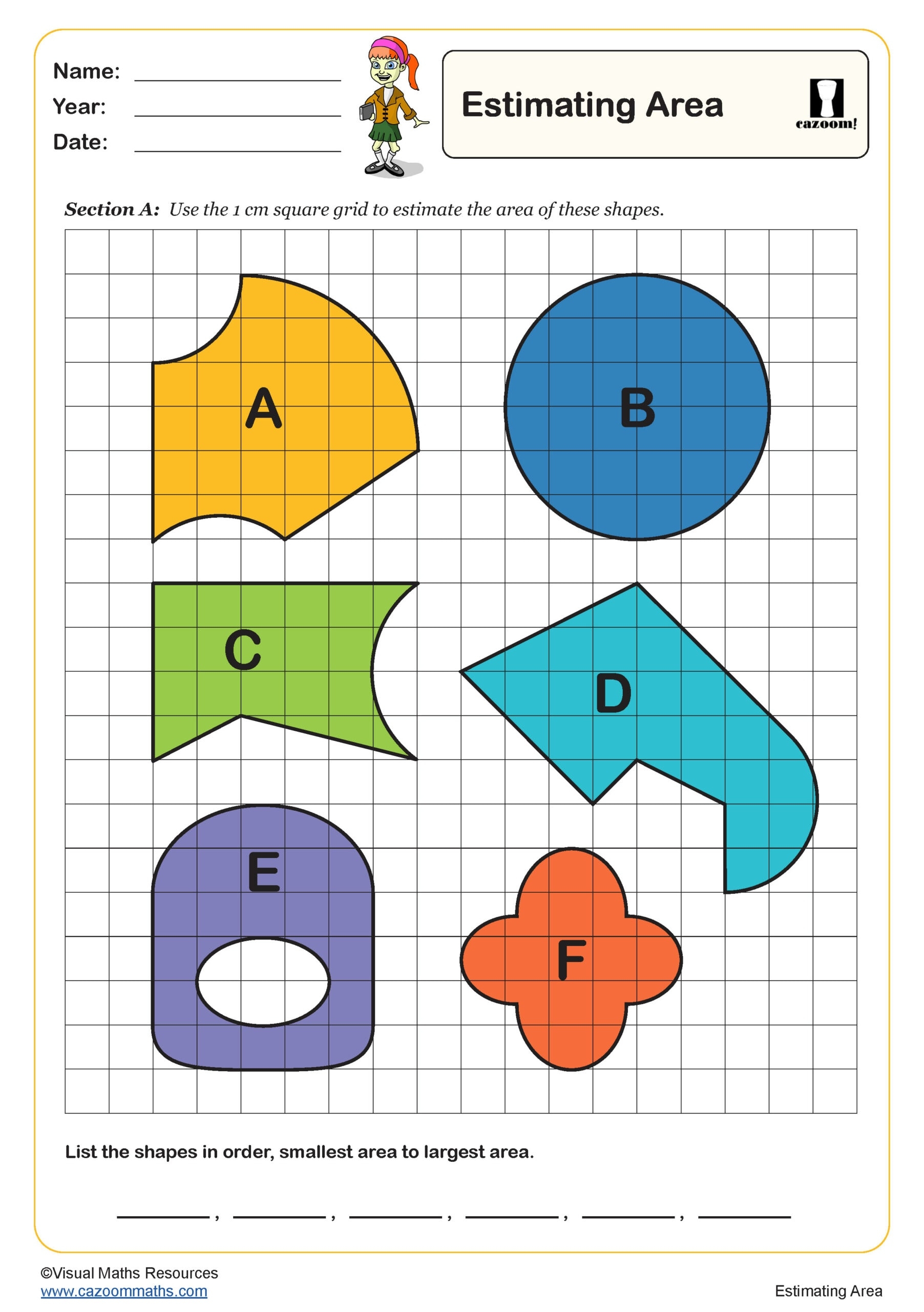 Estimating Area Worksheet PDF Printable Measurement Worksheets
