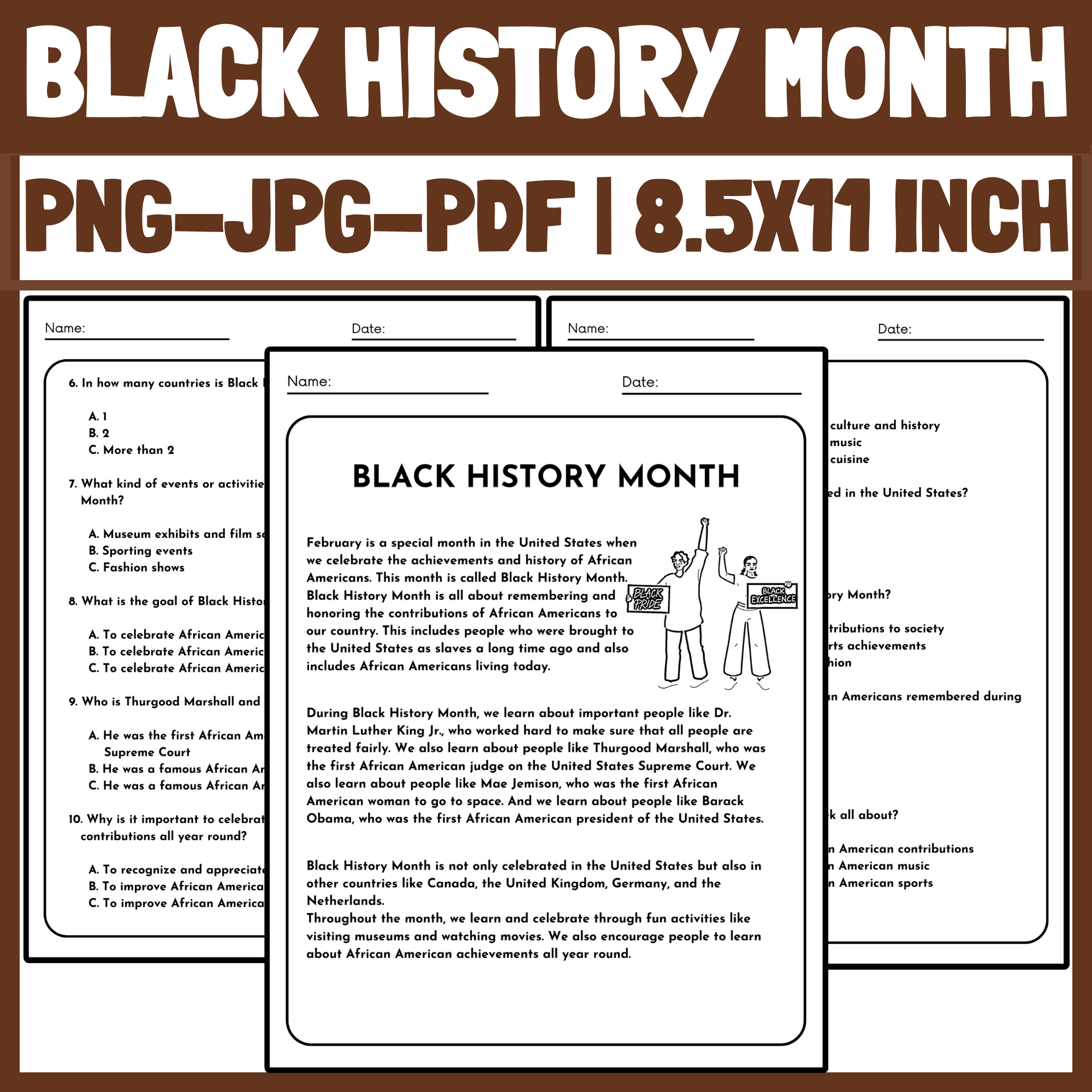 Explore Black History Reading Comprehension Worksheets