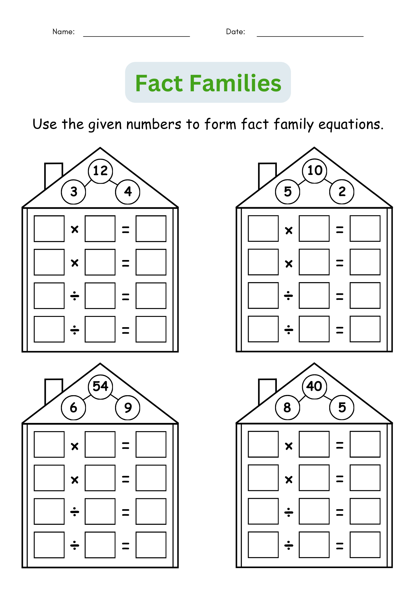 Fact Families Multiplication And Division Number Math Worksheets For Grade 1 2 Made By Teachers Fact Families Multiplication And Division Number Math Worksheets For Grade 1 2 Made By Teachers