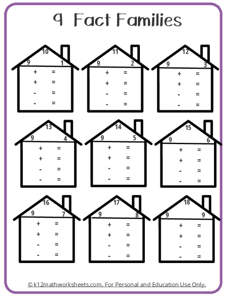 Fact Family Worksheets