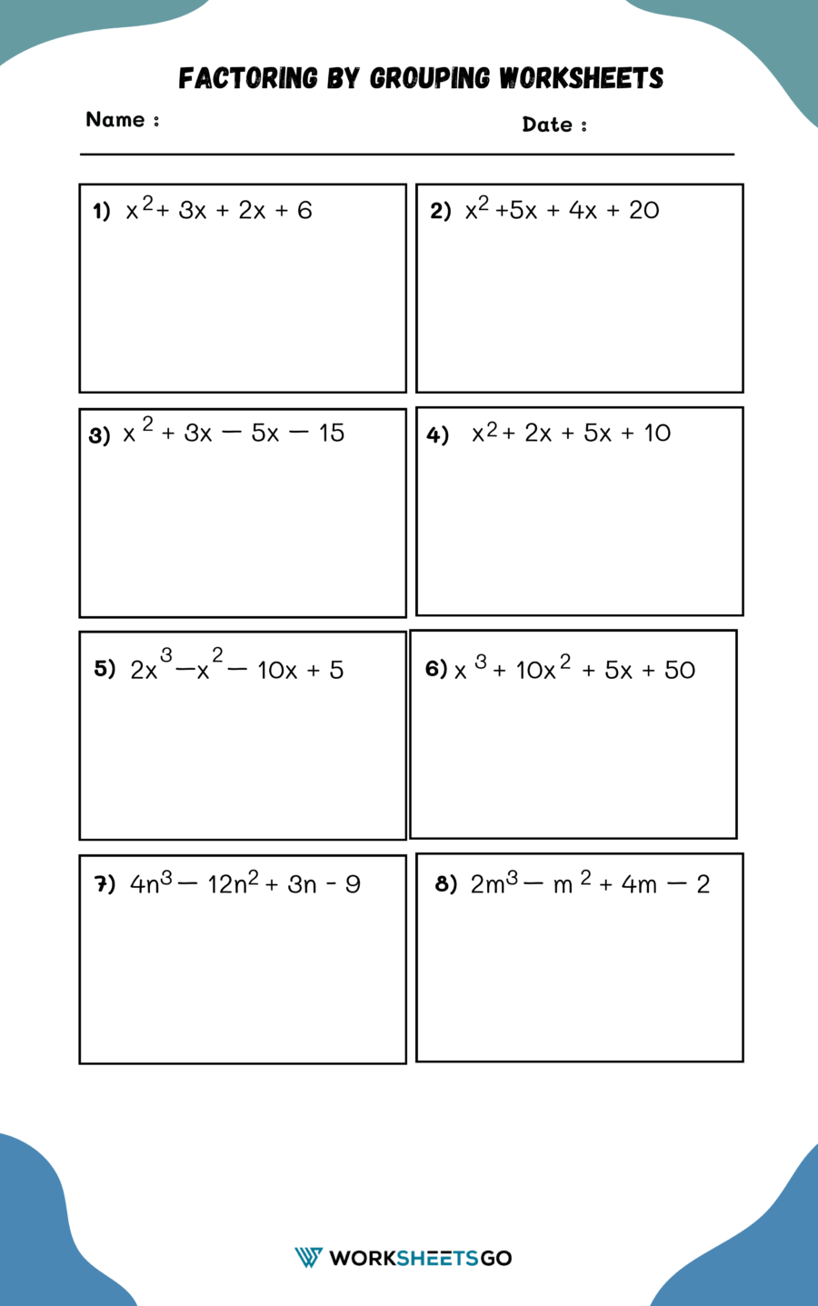 factoring by grouping worksheet