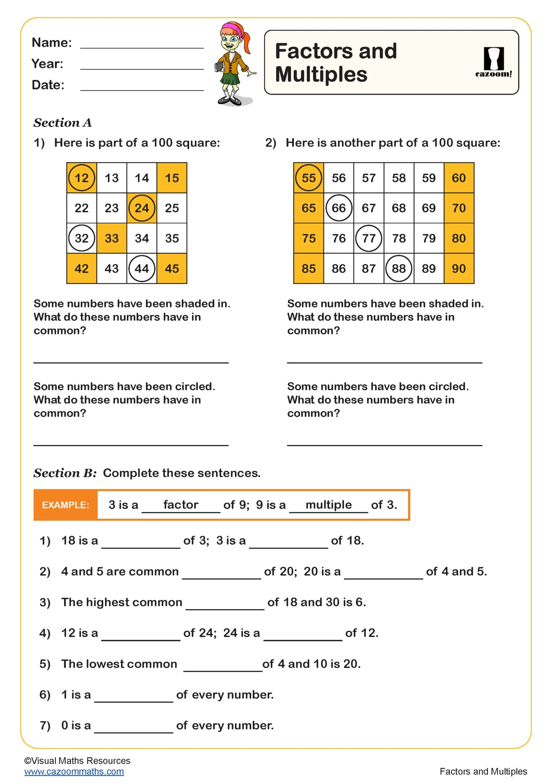 Factors And Multiples Worksheet Fun And Engaging Year 5 PDF Worksheets