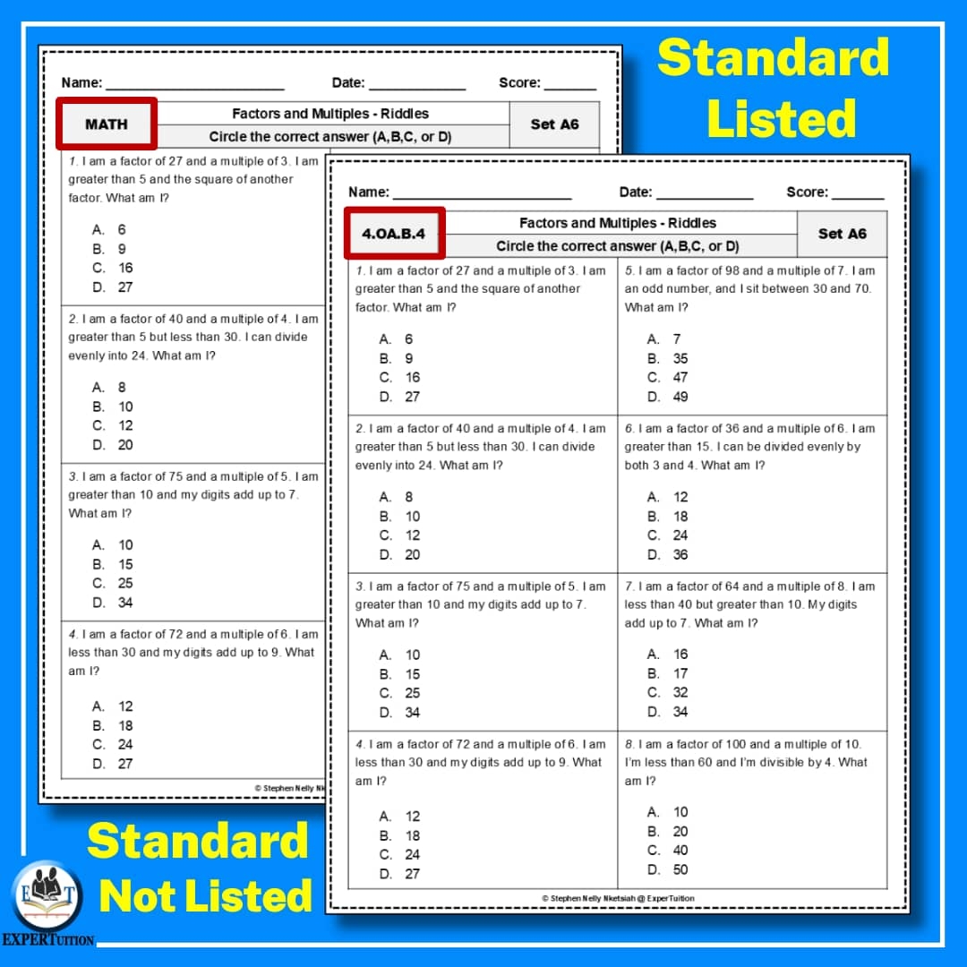 Factors And Multiples Worksheets Grade 4 5 6 ExperTuition