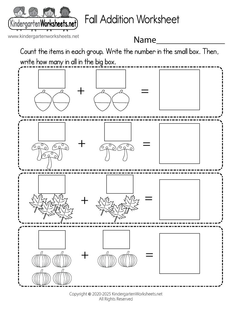 printable math worksheets for kindergarten