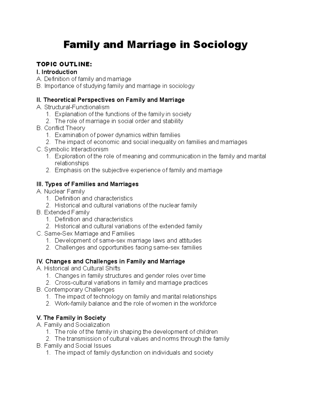 Family And Marriage In Sociology Introduction A Definition Of Family And Marriage B Importance Studocu