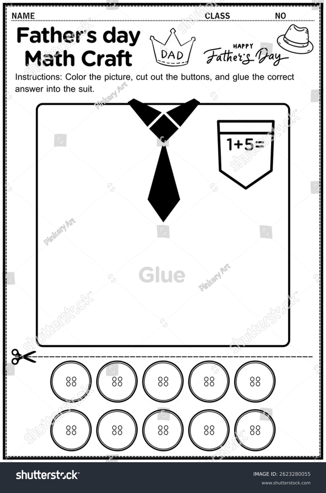 Fathers Day Math Craft Addition Subtraction Stock Illustration 2623280055 Shutterstock