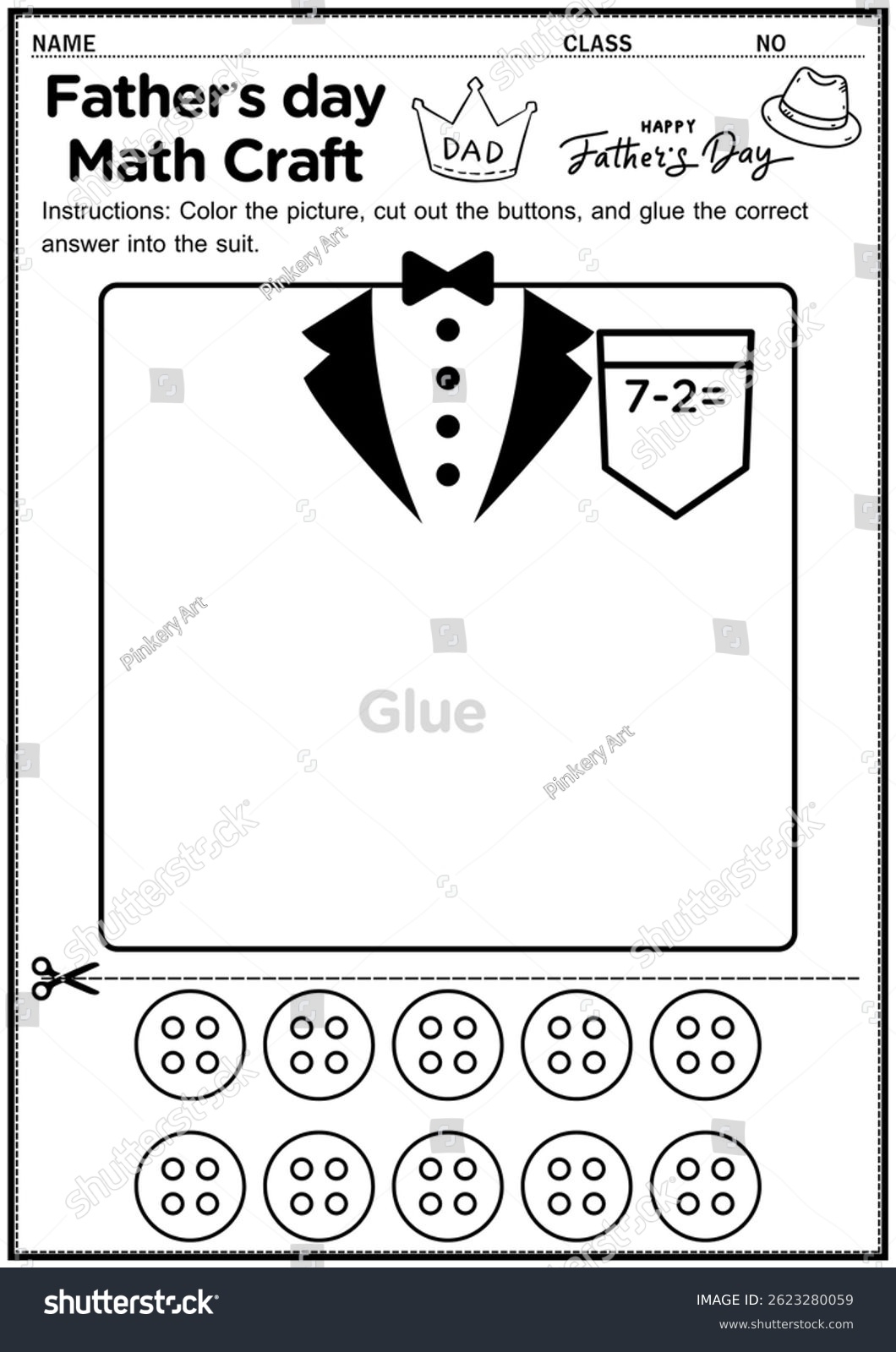 Fathers Day Math Craft Addition Subtraction Stock Illustration 2623280059 Shutterstock