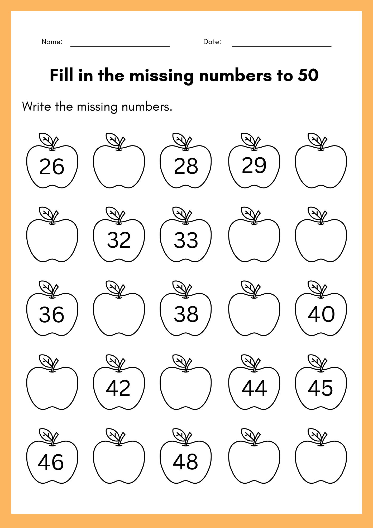 Fill In The Missing Numbers To 50 Worksheet Kindergarten Numbers 1 To 50 Book Made By Teachers
