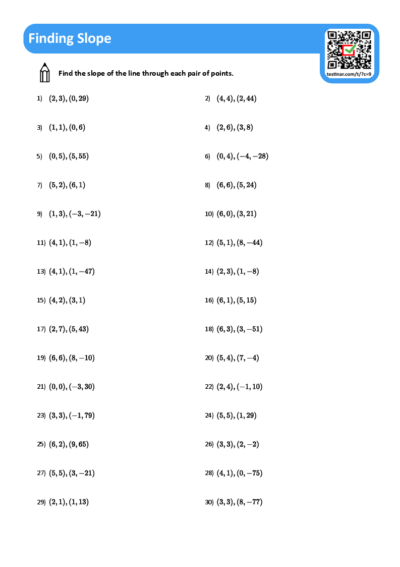 Finding Slope Worksheets