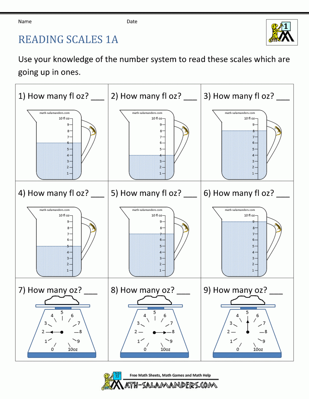 math measurement worksheets