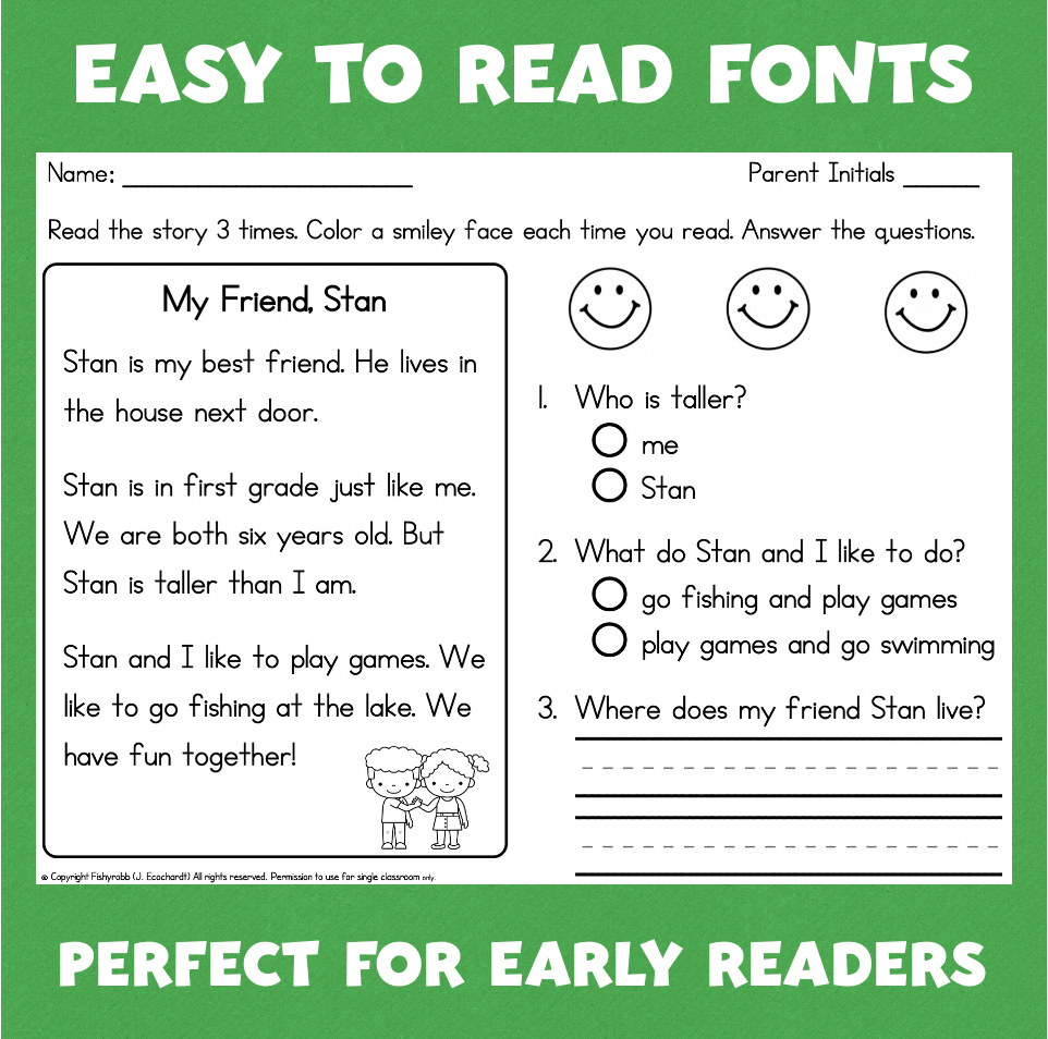 First Grade Reading Comprehension Passages Made By Teachers