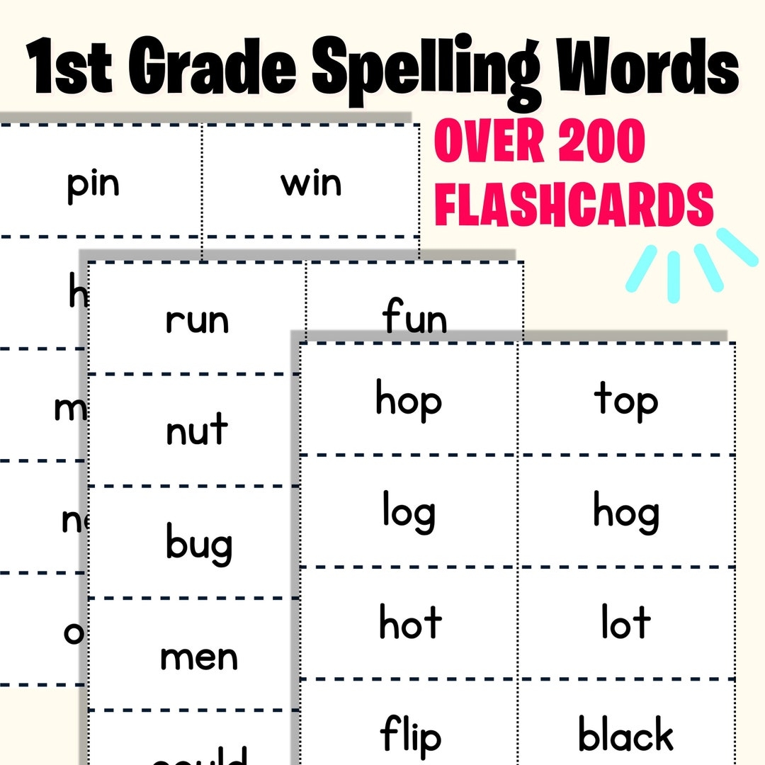 First Grade Spelling Words Sight Word Flashcards Kindergarten 1st Grade Flashcards High Frequency Word Flashcards Etsy