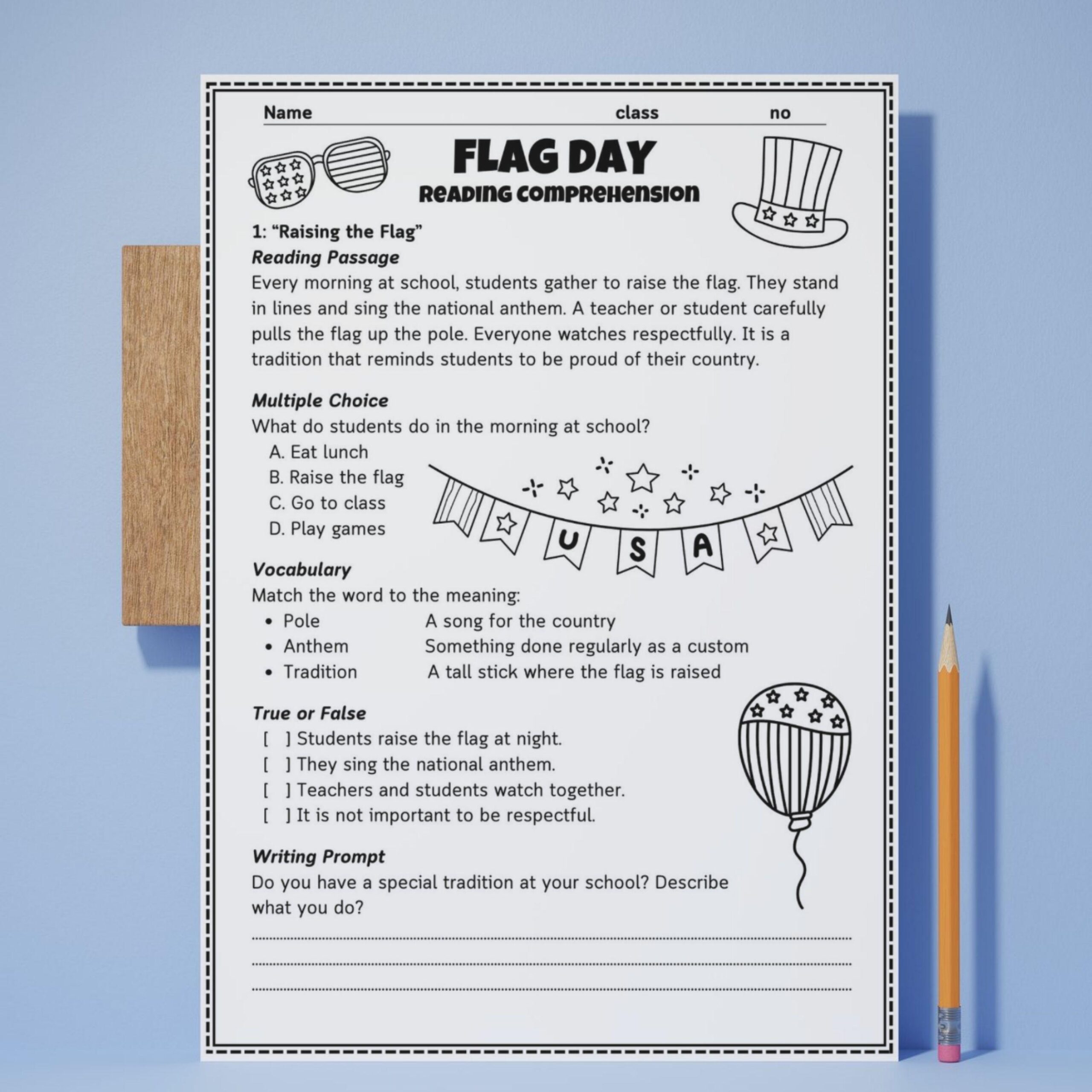 Flag Day Reading Comprehension Worksheet Grades 2 6 PDF Download Etsy Flag Day Reading Comprehension Worksheet Grades 2 6 PDF Download Etsy