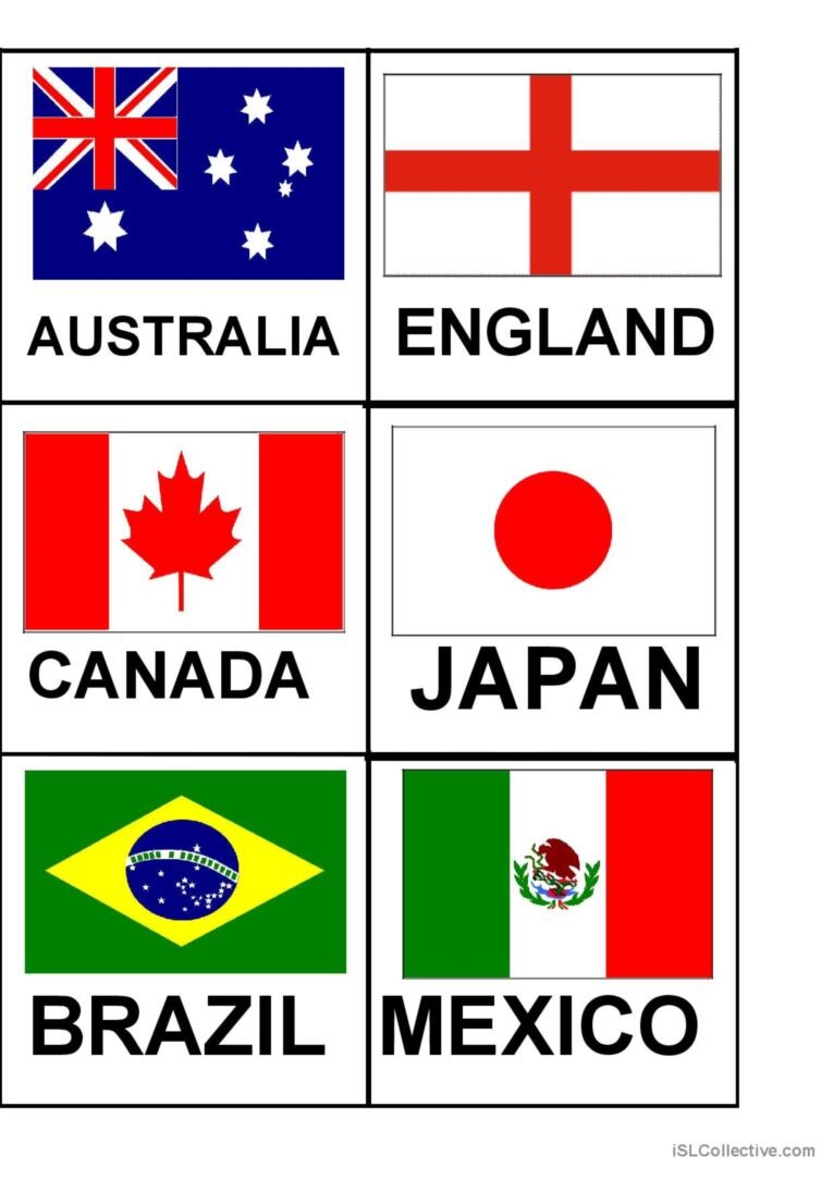 Flags And Countries Flashcards Vocab English ESL Worksheets Pdf Doc