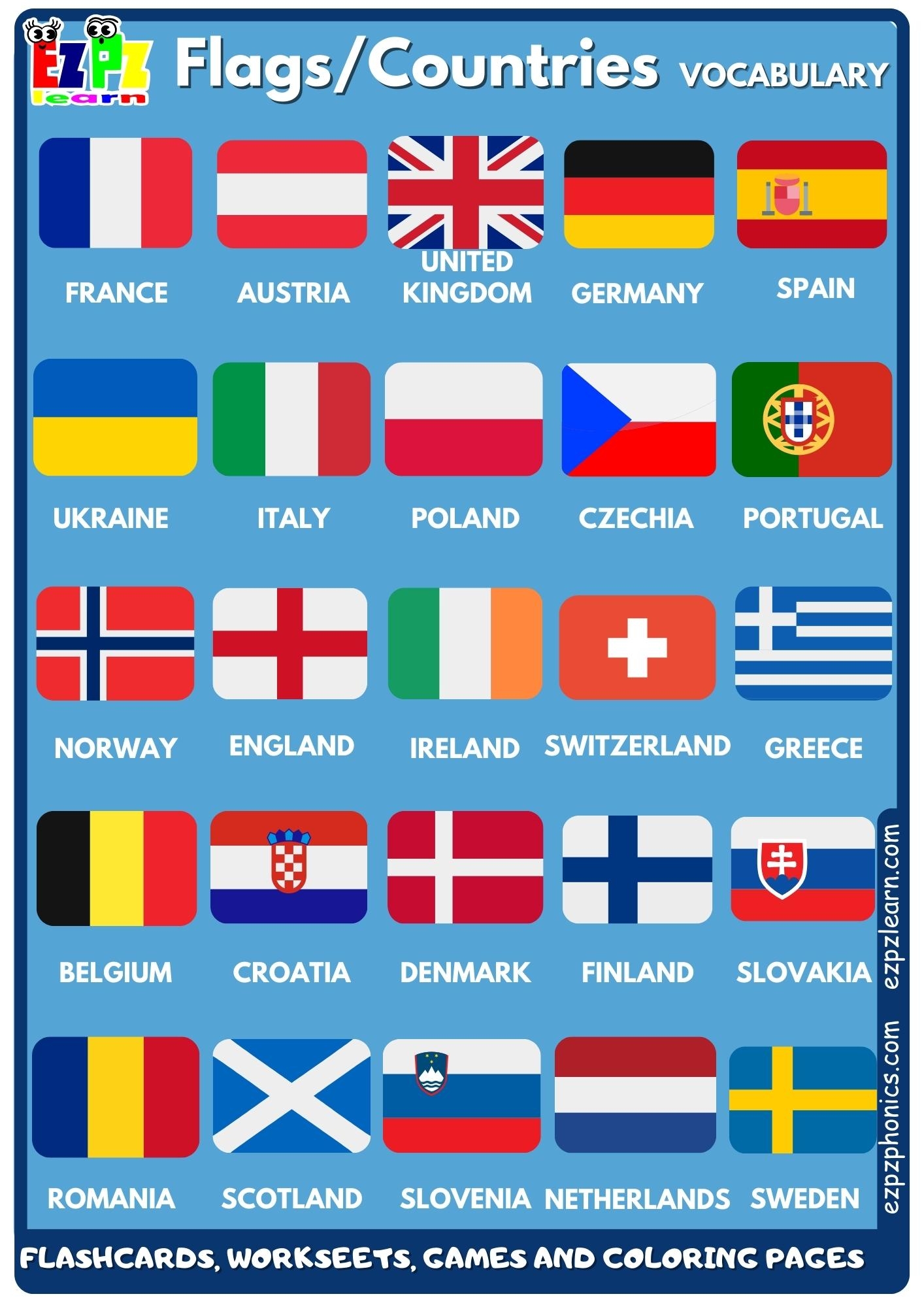 country flags flashcards