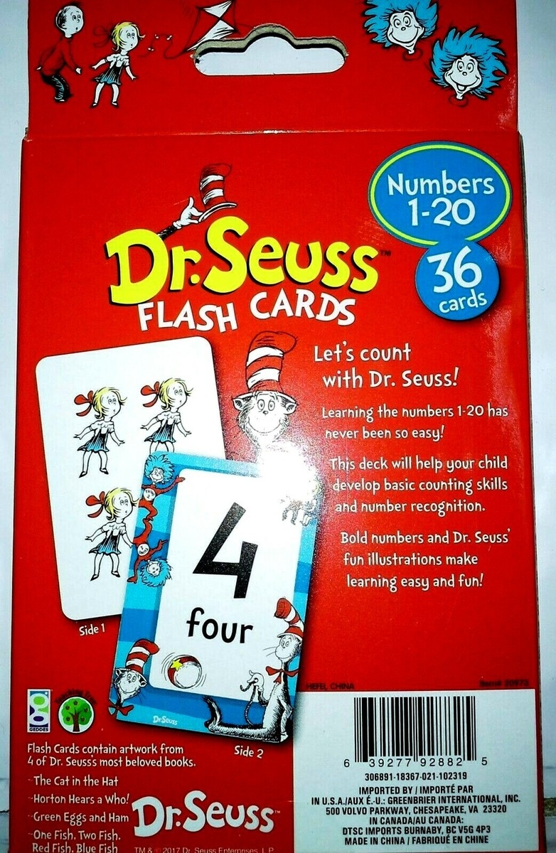 FLASH CARDS Dr Seuss NUMBERS 1 20 Ages 3 Math Kindergarten Elementary NEW EBay de
