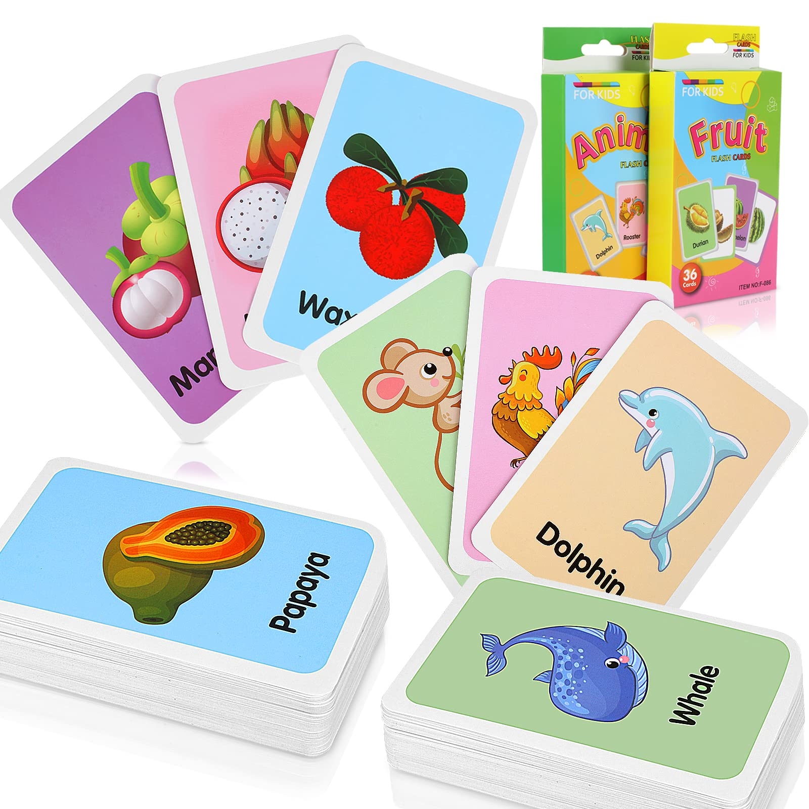 Flash Cards For Toddlers 72 PCS Funvce Animals And Fruits Baby Cards For 1 6 Year Olds Preschool Learning Toys Kids Picture Card For Object Recognition Alphabet Reading And Spelling Amazon co uk 