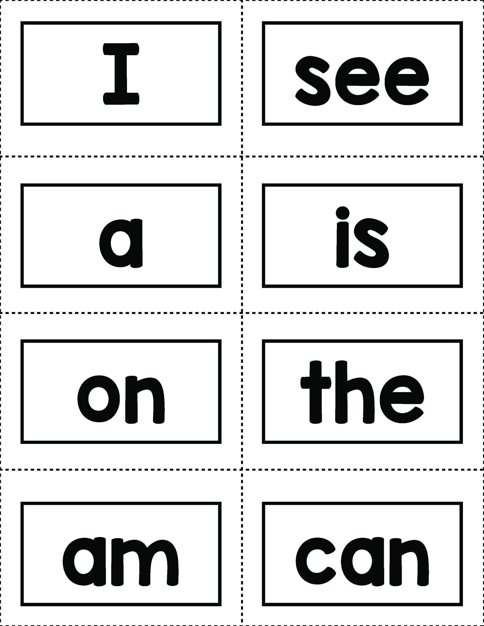 kindergarten sight word flashcards
