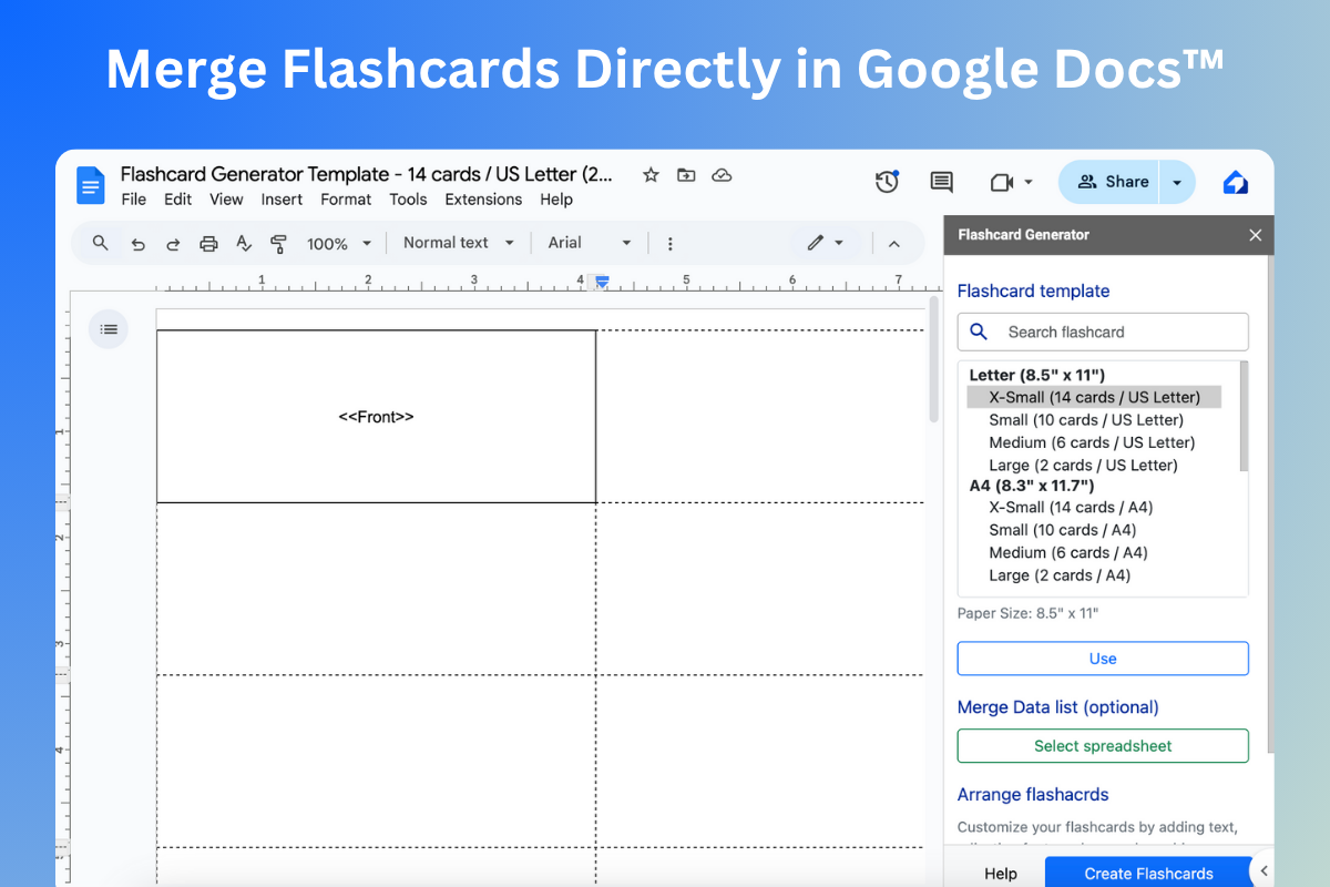 Flashcard Generator Google Workspace Marketplace
