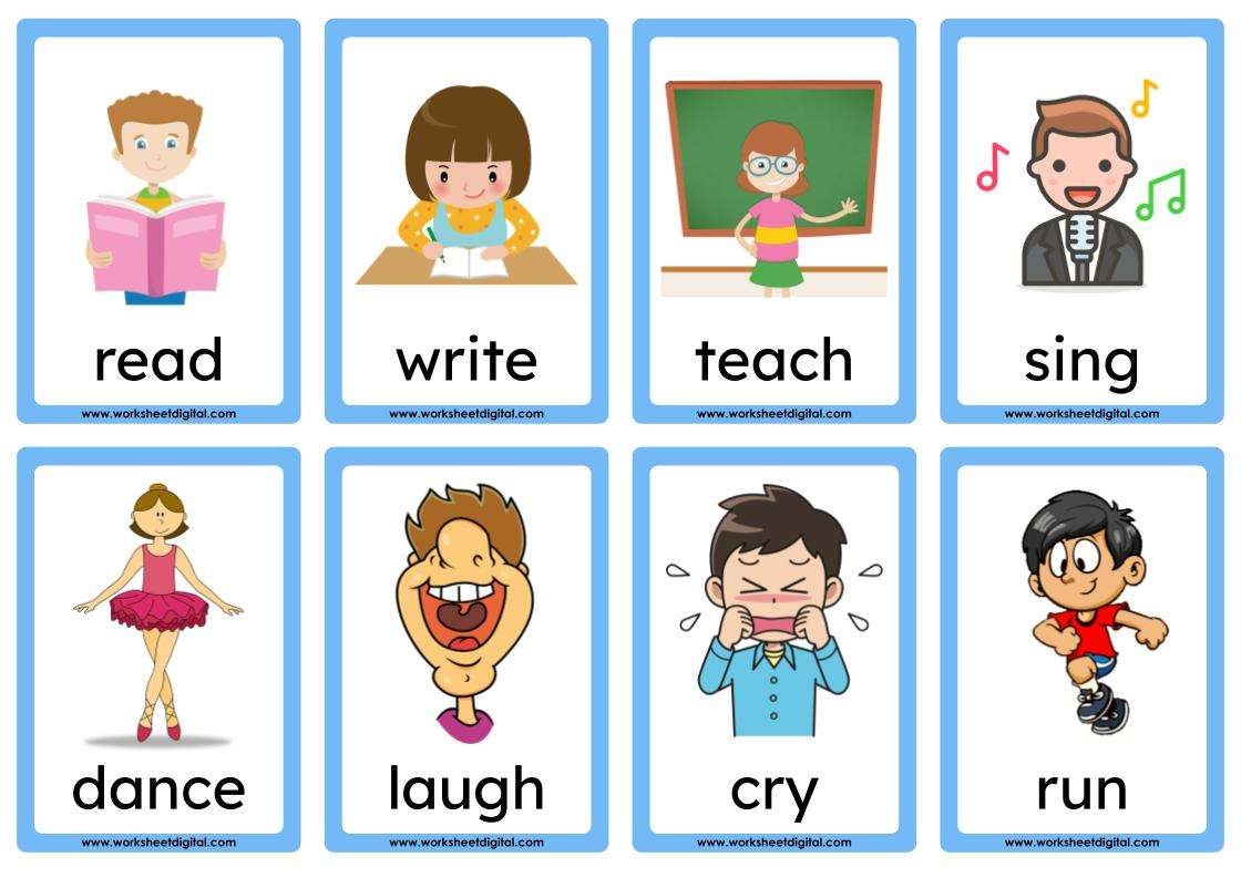 Flashcards Action Verbs Worksheet Digital 1 Teacher Made Resources