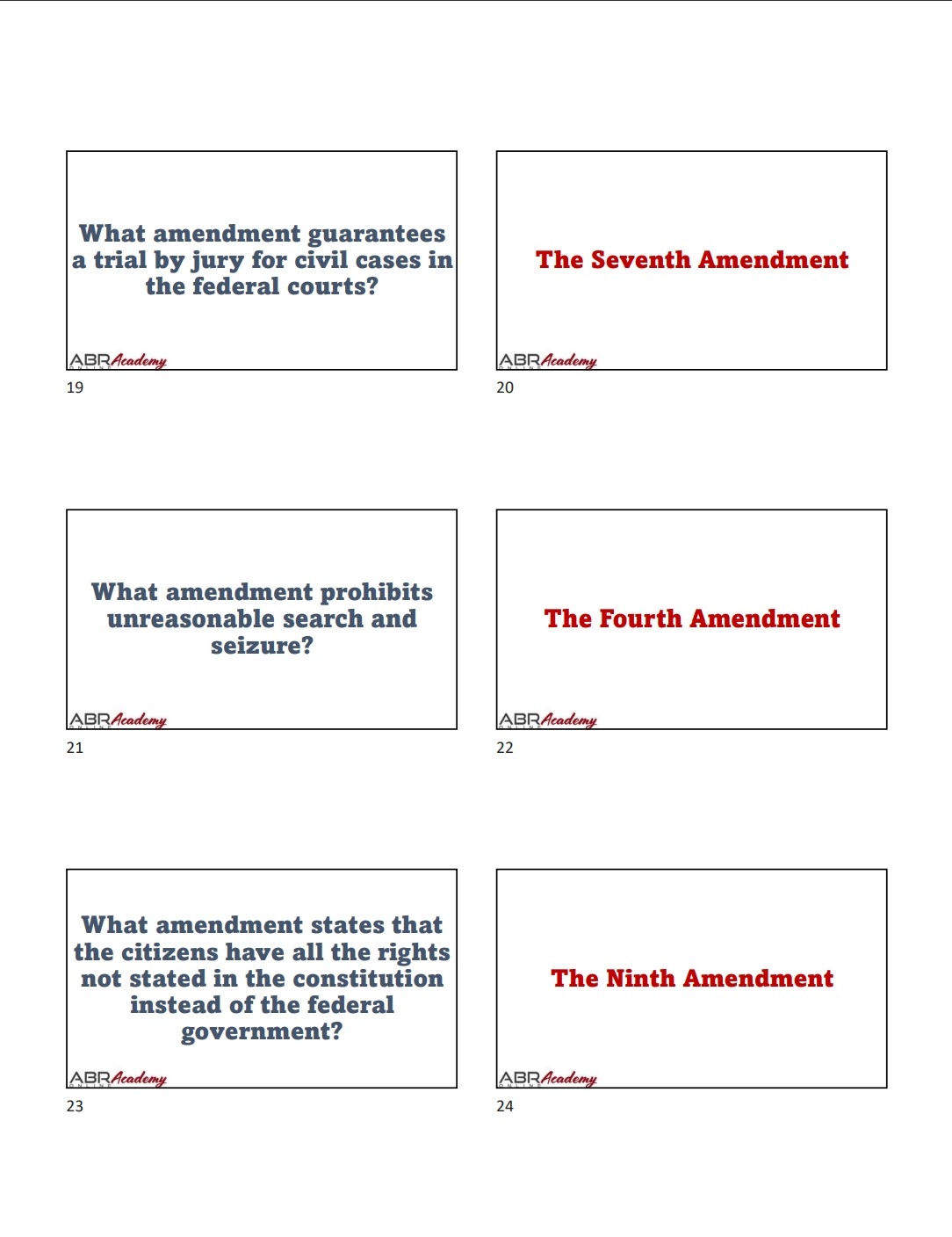 Flashcards Bill Of Rights Payhip