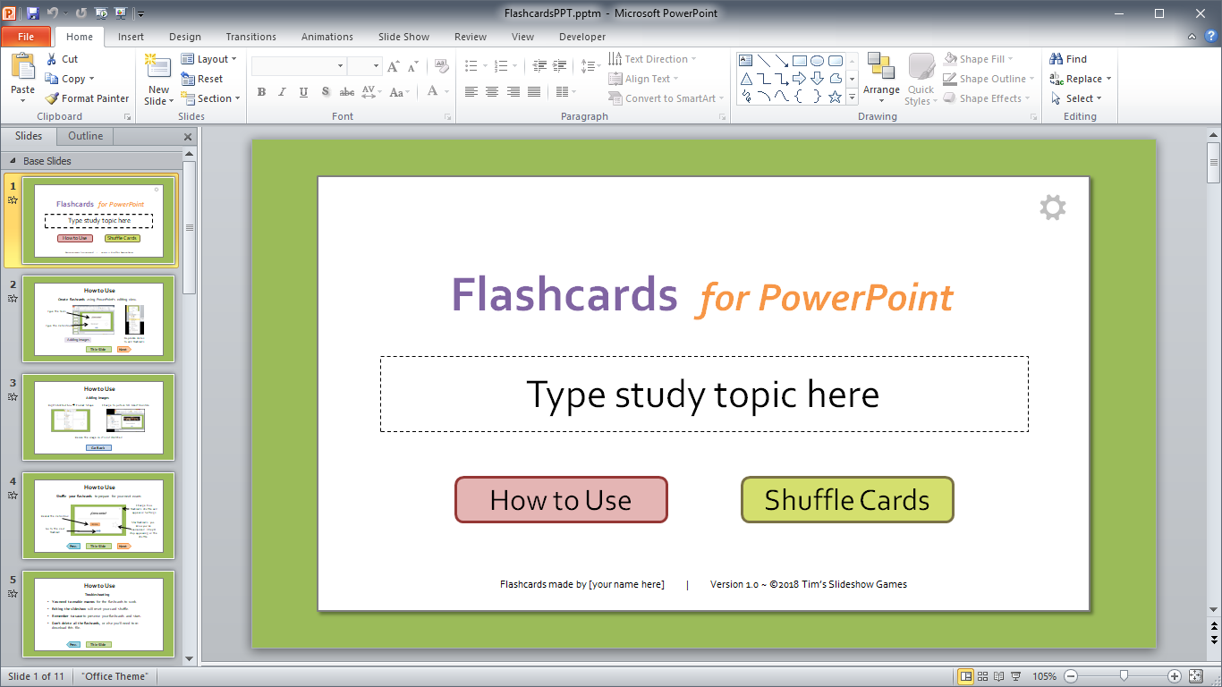 how to create flashcards in powerpoint